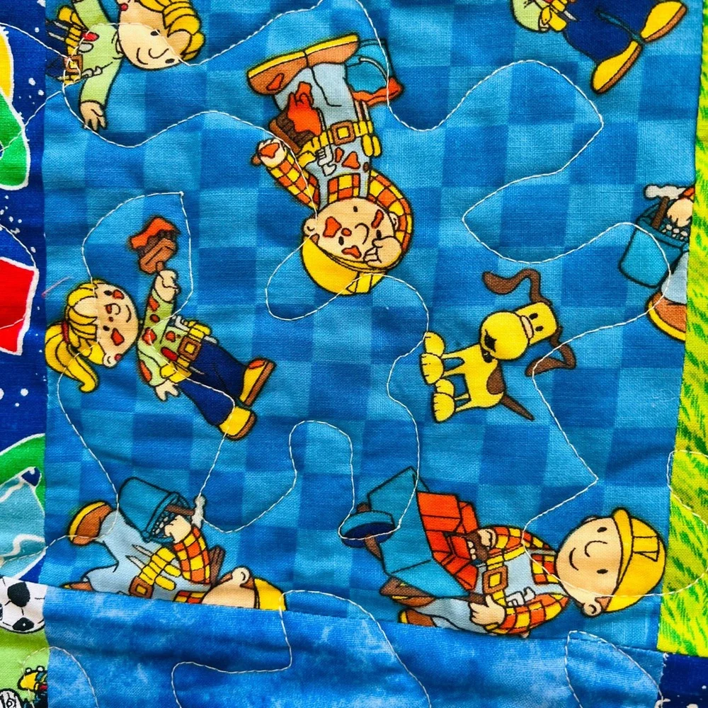 Handmade Patchwork Baby Quilt Snoopy Bob‎ Builder Dinosaur Space Blanket Novelty